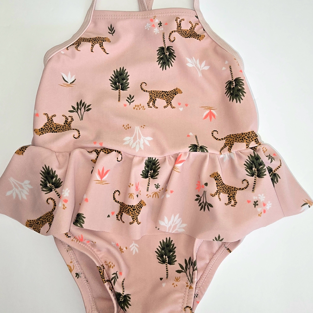 Pink Leopard Print Baby Swimsuit
